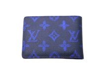 Load image into Gallery viewer, LOUIS VUITTON ルイヴィトン 二つ折り財布 ポルトフォイユ・ミュルティプル M80850 ネイビー ブルー ホワイト 美品 中古 58925