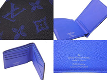 Load image into Gallery viewer, LOUIS VUITTON ルイヴィトン 二つ折り財布 ポルトフォイユ・ミュルティプル M80850 ネイビー ブルー ホワイト 美品 中古 58925