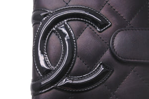 CHANEL シャネル 財布 ブラック カンボンライン 14番台 ココマーク ラムスキン ブラック ピンク シルバー金具 美品 中古 58926