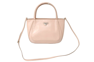 PRADA プラダ ハンドバッグ 2WAYショルダーストラップ付き 1BA318 ピンクシルバー金具 良品 中古 58927 