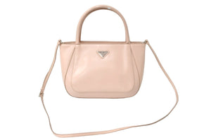 PRADA プラダ ハンドバッグ 2WAYショルダーストラップ付き 1BA318 ピンクシルバー金具 良品 中古 58927 