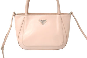 PRADA プラダ ハンドバッグ 2WAYショルダーストラップ付き 1BA318 ピンクシルバー金具 良品 中古 58927 