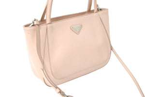 PRADA プラダ ハンドバッグ 2WAYショルダーストラップ付き 1BA318 ピンクシルバー金具 良品 中古 58927 
