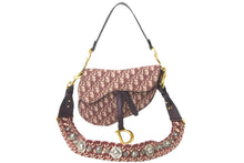 Load image into Gallery viewer, Christian Dior クリスチャンディオール ハンドバッグ サドルバッグ レッド 01-RU-1118 トロッター柄 キャンバス 美品 中古 58933