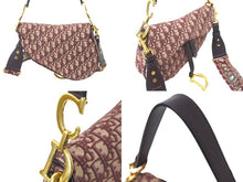 Load image into Gallery viewer, Christian Dior クリスチャンディオール ハンドバッグ サドルバッグ レッド 01-RU-1118 トロッター柄 キャンバス 美品 中古 58933