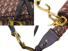 Load image into Gallery viewer, Christian Dior クリスチャンディオール ハンドバッグ サドルバッグ レッド 01-RU-1118 トロッター柄 キャンバス 美品 中古 58933