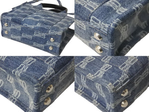 BALENCIAGA バレンシアガ 2WAYトートバッグ ハードウェアXS BBロゴ 693662 4716 P 527277 ブルー シルバー金具 美品 中古 58938