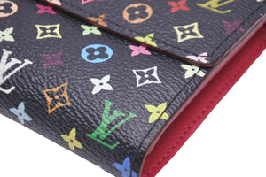 LOUIS VUITTON ルイ ヴィトン ポルトフォイユ サラ モノグラム マルチカラー 長財布 ブラック ピンク M93747 美品 中古 58951