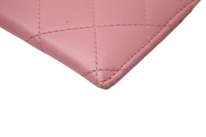 CHANEL シャネル カードケース 17番台 2003年頃 ラムスキン ココマーク ピンク シルバー金具 美品 中古 58956
