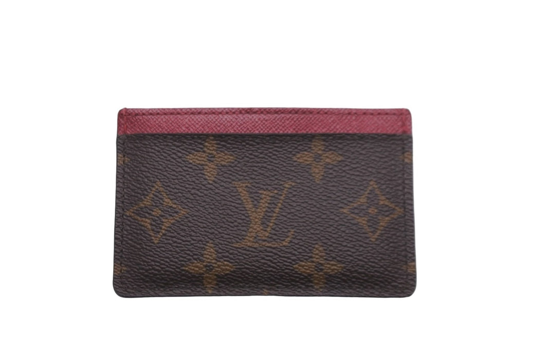 LOUIS VUITTON ルイヴィトン カードケース M60703 ポルト カルト サーンプル モノグラム フューシャ ブラウン 美品 中古 58958