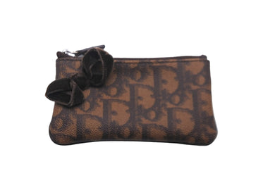 Christian Dior クリスチャンディオール コインケース トロッター柄 ブラウン リボン 02-LU-0075 美品 中古 58959