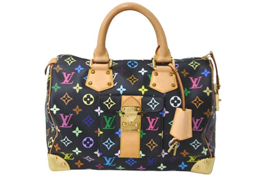LOUIS VUITTON ルイヴィトン ハンドバッグ スピーディ 30 モノグラム ノワール マルチカラー M92642 ゴールド金具 美品 中古 58972