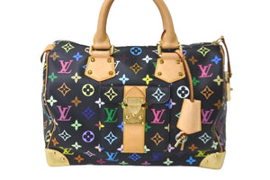 LOUIS VUITTON ルイヴィトン ハンドバッグ スピーディ 30 モノグラム ノワール マルチカラー M92642 ゴールド金具 美品 中古 58972