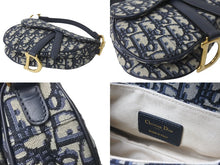 Load image into Gallery viewer, 極美品 Christian Dior クリスチャンディオール ハンドバッグ オブリーク ミニ サドルバッグ ネイビー 05-RU-1118 中古 58978
