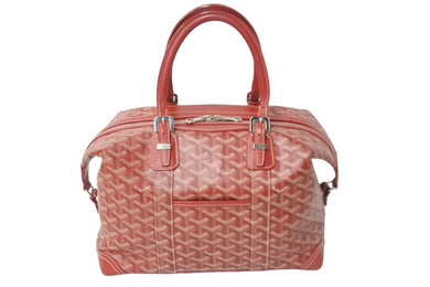 GOYARD ゴヤール ボストンバッグ ボーイング30 レッド PVCコーティングキャンバス レザー シルバー金具 美品 中古 58993