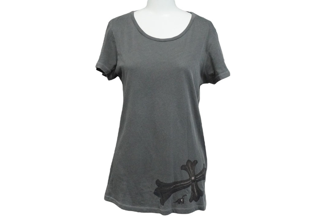 CHROME HEARTS クロムハーツ レディース クルーネック 半袖Ｔシャツ グレー コットン サイズ S 美品 中古 58997