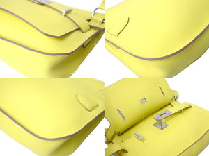 新品同様品 HERMES エルメス ショルダーバッグ ジプシエールミニ ヴォースイフト ライム B刻印 シルバー金具 中古 59002