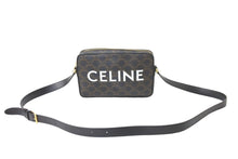 Load image into Gallery viewer, CELINE セリーヌ ショルダーバッグ ミディアム メッセンジャーバッグ トリオンフキャンバス カーフスキン ブラック 美品 中古 59008