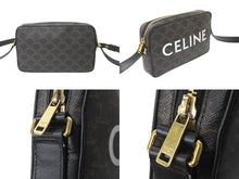 Load image into Gallery viewer, CELINE セリーヌ ショルダーバッグ ミディアム メッセンジャーバッグ トリオンフキャンバス カーフスキン ブラック 美品 中古 59008