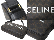 Load image into Gallery viewer, CELINE セリーヌ ショルダーバッグ ミディアム メッセンジャーバッグ トリオンフキャンバス カーフスキン ブラック 美品 中古 59008