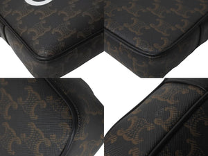CELINE セリーヌ ショルダーバッグ ミディアム メッセンジャーバッグ トリオンフキャンバス カーフスキン ブラック 美品 中古 59008