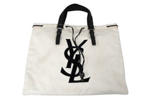 画像をギャラリービューアに読み込む, YVES SAINT LAURENT イヴサンローラン トートバッグ カハラトートバッグ 121627 コットンキャンバス シルバー金具 美品 中古 59011 