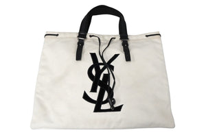 YVES SAINT LAURENT イヴサンローラン トートバッグ カハラトートバッグ 121627 コットンキャンバス シルバー金具 美品 中古 59011 