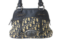 Load image into Gallery viewer, Christian Dior クリスチャンディオール ハンドバッグ トロッター柄 CDロゴ キャンバス レザー ネイビー ベージュ 美品 中古 59015