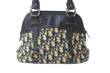 Load image into Gallery viewer, Christian Dior クリスチャンディオール ハンドバッグ トロッター柄 CDロゴ キャンバス レザー ネイビー ベージュ 美品 中古 59015
