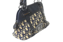Load image into Gallery viewer, Christian Dior クリスチャンディオール ハンドバッグ トロッター柄 CDロゴ キャンバス レザー ネイビー ベージュ 美品 中古 59015