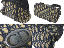Load image into Gallery viewer, Christian Dior クリスチャンディオール ハンドバッグ トロッター柄 CDロゴ キャンバス レザー ネイビー ベージュ 美品 中古 59015