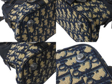 Load image into Gallery viewer, Christian Dior クリスチャンディオール ハンドバッグ トロッター柄 CDロゴ キャンバス レザー ネイビー ベージュ 美品 中古 59015