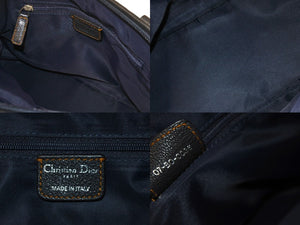 Christian Dior クリスチャンディオール ハンドバッグ トロッター柄 CDロゴ キャンバス レザー ネイビー ベージュ 美品 中古 59015