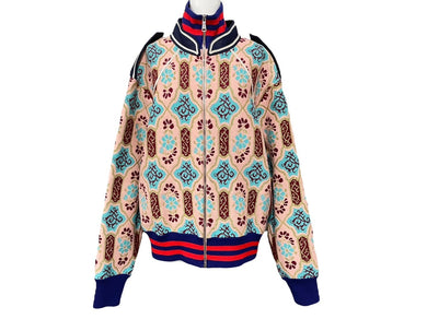 GUCCI グッチ ジップアップ ナポレオンジャケット ピンク マルチカラー ウールナイロン サイズM 487088 美品 中古 59020 