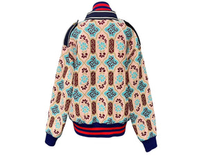 GUCCI グッチ ジップアップ ナポレオンジャケット ピンク マルチカラー ウールナイロン サイズM 487088 美品 中古 59020 