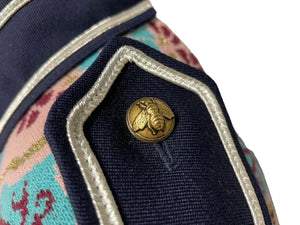 GUCCI グッチ ジップアップ ナポレオンジャケット ピンク マルチカラー ウールナイロン サイズM 487088 美品 中古 59020 