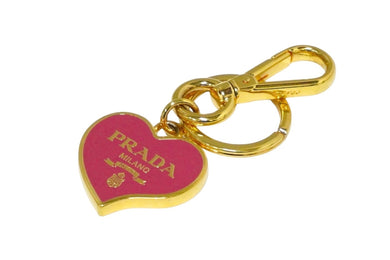 PRADA プラダ キーホルダー キーチャーム ハートモチーフ ゴールド ピンク メタル 1PS398 美品 中古 59028