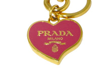 Load image into Gallery viewer, PRADA プラダ キーホルダー キーチャーム ハートモチーフ ゴールド ピンク メタル 1PS398 美品 中古 59028