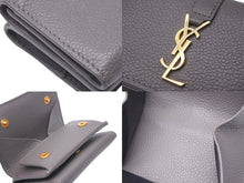 画像をギャラリービューアに読み込む, YVES SAINT LAURENT イヴサンローラン 三つ折り財布 コンパクトウォレット レザー ダークブラウン ゴールド金具 美品 中古 59029 