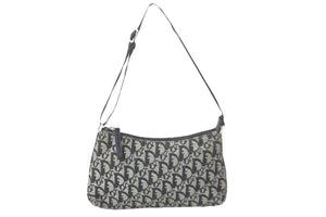 Christian Dior クリスチャンディオール ショルダーバッグ トロッター コットンキャンバス ブラック シルバー金具 良品 中古 59030