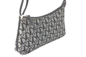 Christian Dior クリスチャンディオール ショルダーバッグ トロッター コットンキャンバス ブラック シルバー金具 良品 中古 59030