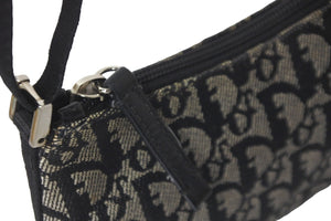 Christian Dior クリスチャンディオール ショルダーバッグ トロッター コットンキャンバス ブラック シルバー金具 良品 中古 59030