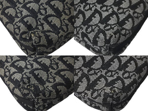 Christian Dior クリスチャンディオール ショルダーバッグ トロッター コットンキャンバス ブラック シルバー金具 良品 中古 59030