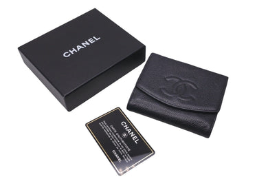 CHANEL シャネル 二つ折り財布 A13496 ココマーク キャビアスキン 6番台 2000年 ブラック ゴールド金具 良品 中古 59034