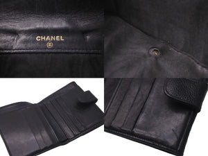 CHANEL シャネル 二つ折り財布 A13496 ココマーク キャビアスキン 6番台 2000年 ブラック ゴールド金具 良品 中古 59034