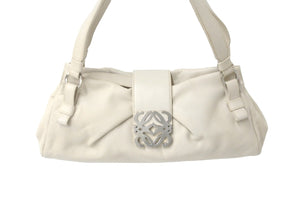 LOEWE ロエベ アナグラム レザー ワンショルダーバッグ アイボリー ロゴ ハンドバッグ カバン 鞄 良品 中古 59050