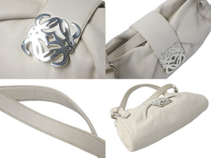 LOEWE ロエベ アナグラム レザー ワンショルダーバッグ アイボリー ロゴ ハンドバッグ カバン 鞄 良品 中古 59050