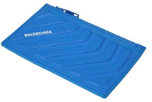 Load image into Gallery viewer, BALENCIAGA バレンシアガ ジップカードケース コインケース 財布 タイヤ ブランドロゴ カーフスキン ブルー 美品 中古 59055