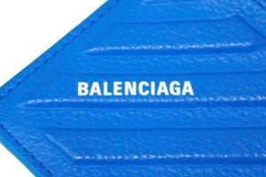 BALENCIAGA バレンシアガ ジップカードケース コインケース 財布 タイヤ ブランドロゴ カーフスキン ブルー 美品 中古 59055