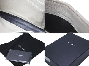 YVES SAINT LAURENT イヴサンローラン コインケース カードケース グレプードルエンボスレザー ホワイト 中古 59056 